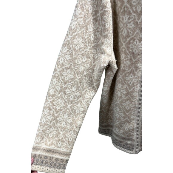 Coldwater Creek Cardigan Size XL Sweater Women's Beige Wool Blend Geometric - Picture 3 of 7